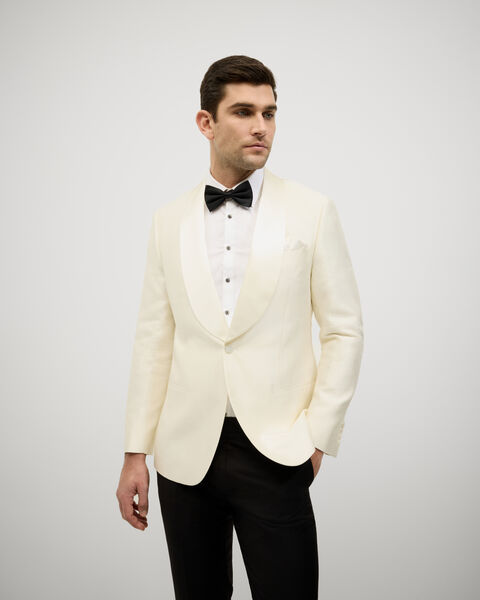 Black Tie Wool-Silk Tuxedo, Ivory, hi-res